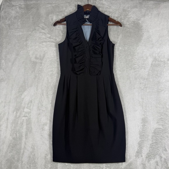 Andrew Marc Dresses & Skirts - Andrew Marc Ruffle Sleeveless Dress XS Collar Black Classic Little‎ Black Dress